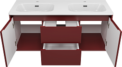 Brevita Мебель для ванной с двойной раковиной Wine 120 подвесная бордовая – фотография-8